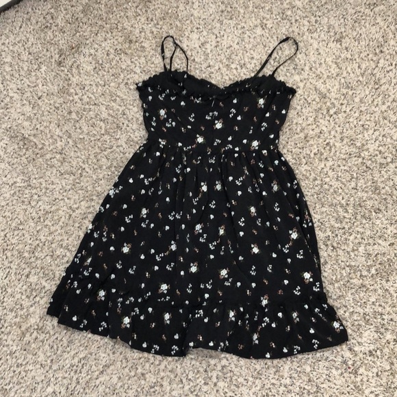 Lulu’s Romantic Muse Dress Black Floral Print Tie-Front Ruffled Mini - Picture 6 of 8